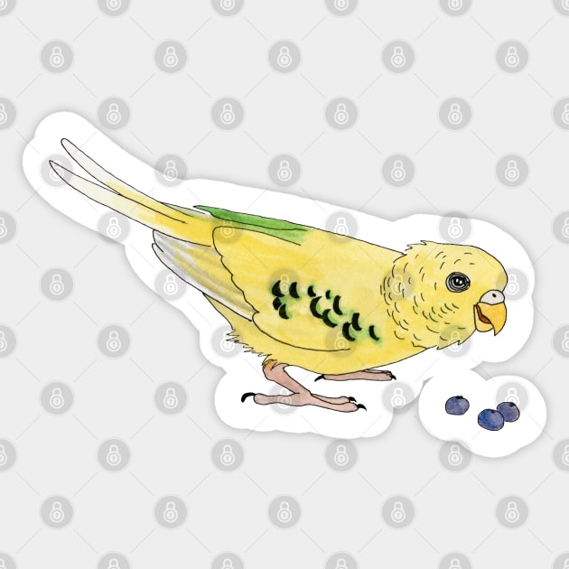 Yellow and green budgerigar Sticker by Savousepate